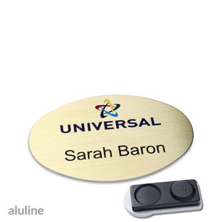 Name badges aluline-plus® alu-complete magnet 65 x 43 mm  | gold  | smag® magnet, extra strong 