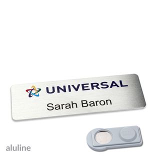 Name badges aluline-plus® alu-complete magnet 76 x 25 mm  | silver  | smag® Magnet 