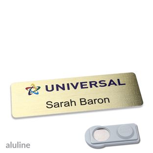 Name badges aluline-plus® alu-complete magnet 76 x 25 mm  | gold  | smag® Magnet 