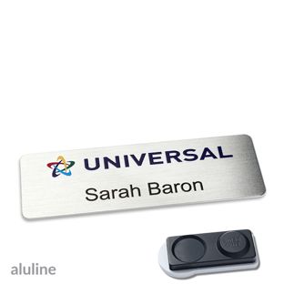 Name badges aluline-plus® alu-complete magnet 76 x 25 mm  | silver  | smag® magnet, extra strong 