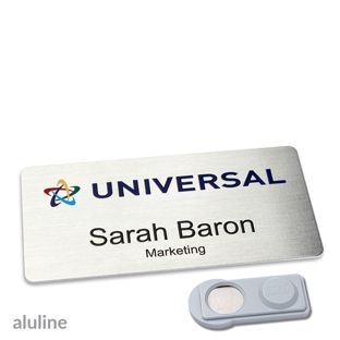 Name badges aluline-plus® alu-complete magnet 76 x 38 mm  | silver  | smag® Magnet 