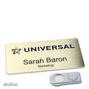 Name badges aluline-plus® alu-complete magnet 76 x 38 mm  | gold  | smag® Magnet 
