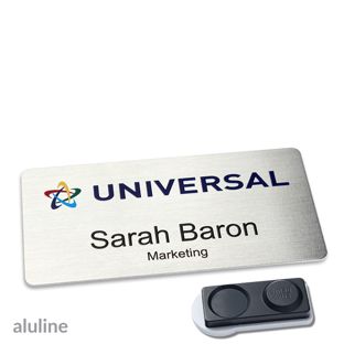 Name badges aluline-plus® alu-complete magnet 76 x 38 mm  | silver  | smag® magnet, extra strong 