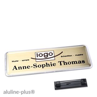 Name badges polar® alu-print stainless steel pin 76 x 25 mm  | gold 
