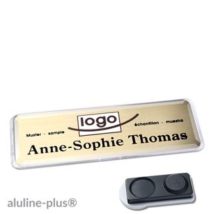 Name badges polar® alu-print magnet 76 x 25 mm  | gold  | smag® magnet, extra strong 