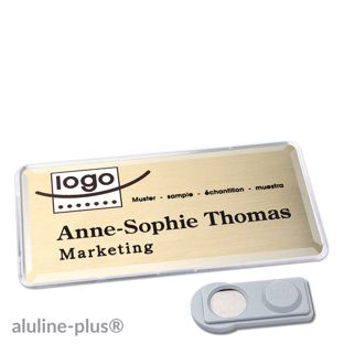 Name badges polar® alu-print magnet 76 x 38 mm  | gold  | smag® Magnet 