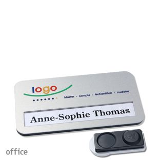 Name badges office alu-print magnet silver  | smag® magnet, extra strong 