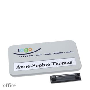 Name badges office color-print stainless steel pin light grey 