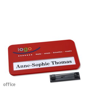 Name badges office color-print stainless steel pin red 