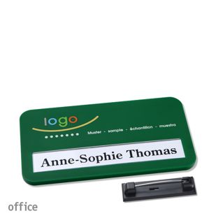 Name badges office color-print stainless steel pin green 