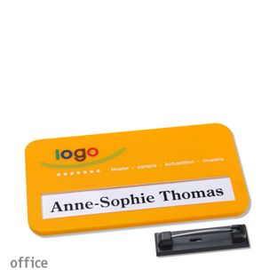 Name badges office color-print stainless steel pin yellow 