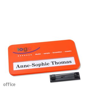 Name badges office color-print stainless steel pin orange 