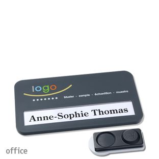 Name badges office color-print magnet anthracite  | smag® magnet, extra strong 