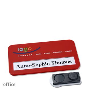 Name badges office color-print magnet red  | smag® magnet, extra strong 