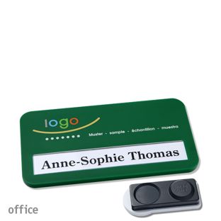 Name badges office color-print magnet green  | smag® magnet, extra strong 