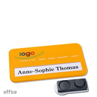 Name badges office color-print magnet yellow  | smag® magnet, extra strong 