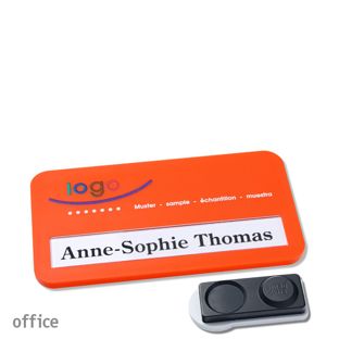 Name badges office color-print magnet orange  | smag® magnet, extra strong 