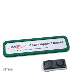 Name badges OFFICE, magnetic 75 x 17 mm  | green  | smag® magnet, extra strong 