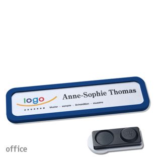 Name badges OFFICE, magnetic 75 x 17 mm  | dark blue  | smag® magnet, extra strong 