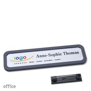 Name badges office quick-print stainless steel pin 75 x 17 mm  | anthracite 