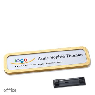Name badges office quick-print stainless steel pin 75 x 17 mm  | gold 