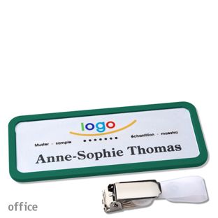 Name badges office quick-print Hanger clip 75 x 27 mm  | green  | Hanger clip 
