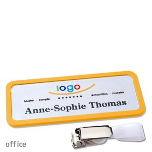 Name badges office quick-print Hanger clip 75 x 27 mm  | yellow  | Hanger clip 