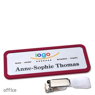 Name badges office quick-print Hanger clip 75 x 27 mm  | claret violet  | Hanger clip 