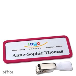 Name badges office quick-print Hanger clip 75 x 27 mm  | purple  | Hanger clip 