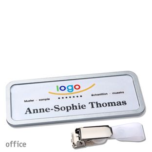 Name badges office quick-print Hanger clip 75 x 27 mm  | stainless steel  | Hanger clip 