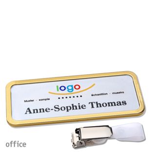 Name badges office quick-print Hanger clip 75 x 27 mm  | gold  | Hanger clip 