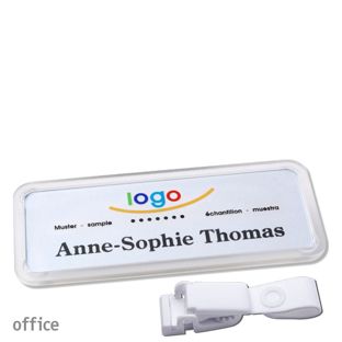 Name badges office quick-print Hanger clip 75 x 27 mm  | transparent  | Hanger clip metal-free 
