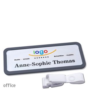 Name badges office quick-print Hanger clip 75 x 27 mm  | anthracite  | Hanger clip metal-free 