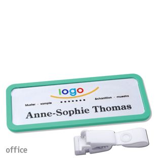 Name badges office quick-print Hanger clip 75 x 27 mm  | pastel green  | Hanger clip metal-free 