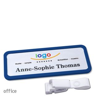 Name badges office quick-print Hanger clip 75 x 27 mm  | dark blue  | Hanger clip metal-free 