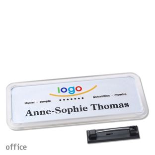 Name badges office quick-print stainless steel pin 75 x 27 mm  | transparent 