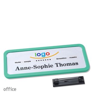 Name badges office quick-print stainless steel pin 75 x 27 mm  | pastel green 