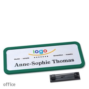 Name badges office quick-print stainless steel pin 75 x 27 mm  | green 
