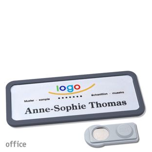 Name badges office quick-print magnet 75 x 27 mm  | anthracite  | smag® Magnet 