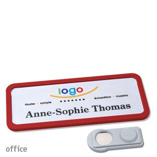 Name badges office quick-print magnet 75 x 27 mm  | red  | smag® Magnet 