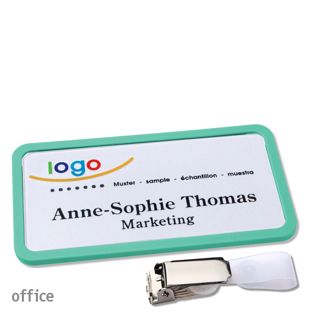 Name badges office quick-print Hanger clip 75 x 37 mm  | pastel green  | Hanger clip 