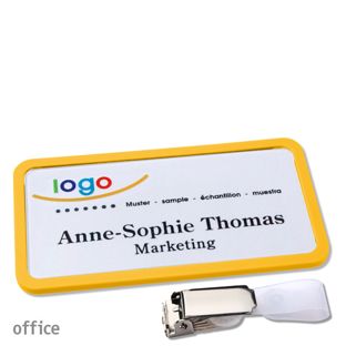 Name badges office quick-print Hanger clip 75 x 37 mm  | yellow  | Hanger clip 