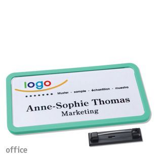 Name badges office quick-print stainless steel pin 75 x 37 mm  | pastel green 