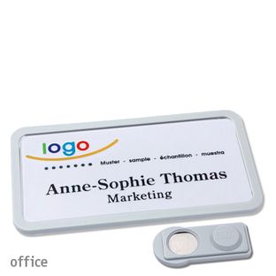 Name badges office quick-print magnet 75 x 37 mm  | light grey  | smag® Magnet 
