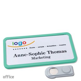 Name badges office quick-print magnet 75 x 37 mm  | pastel green  | smag® Magnet 