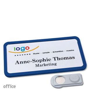 Name badges office quick-print magnet 75 x 37 mm  | dark blue  | smag® Magnet 