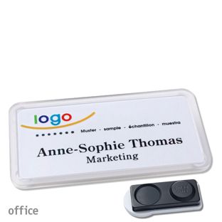 Name badges office quick-print magnet 75 x 37 mm  | transparent  | smag® magnet, extra strong 