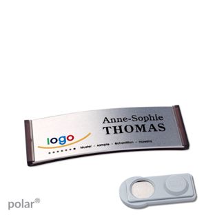 Name badges polar® alu-complete magnet 64 x 22 mm  | translucent|anthracite  | silver  | smag® Magnet 