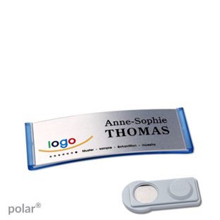 Name badges polar® alu-complete magnet 64 x 22 mm  | translucent|blue  | silver  | smag® Magnet 
