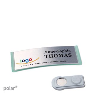 Name badges polar® alu-complete magnet 64 x 22 mm  | translucent|green  | silver  | smag® Magnet 